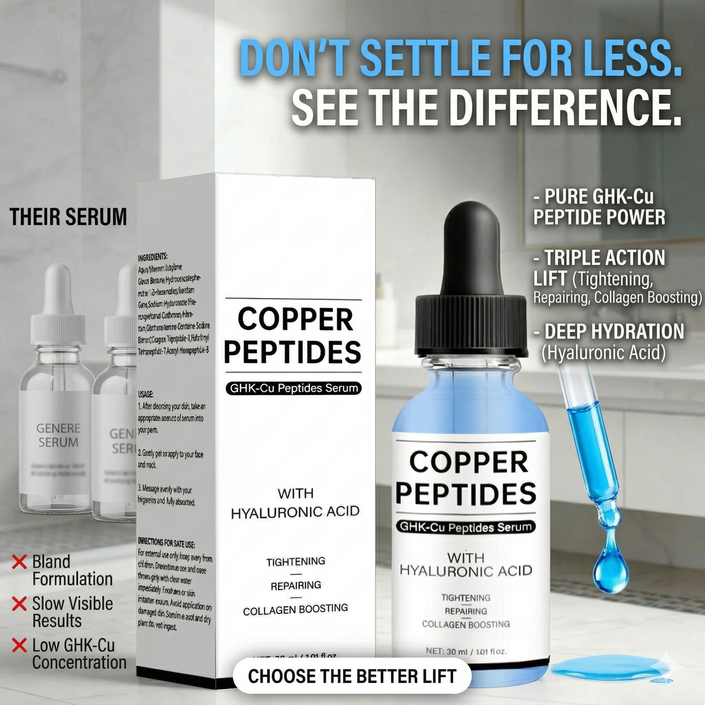 The Blue Secret to Ageless Skin: GHK-Cu Copper Peptides.