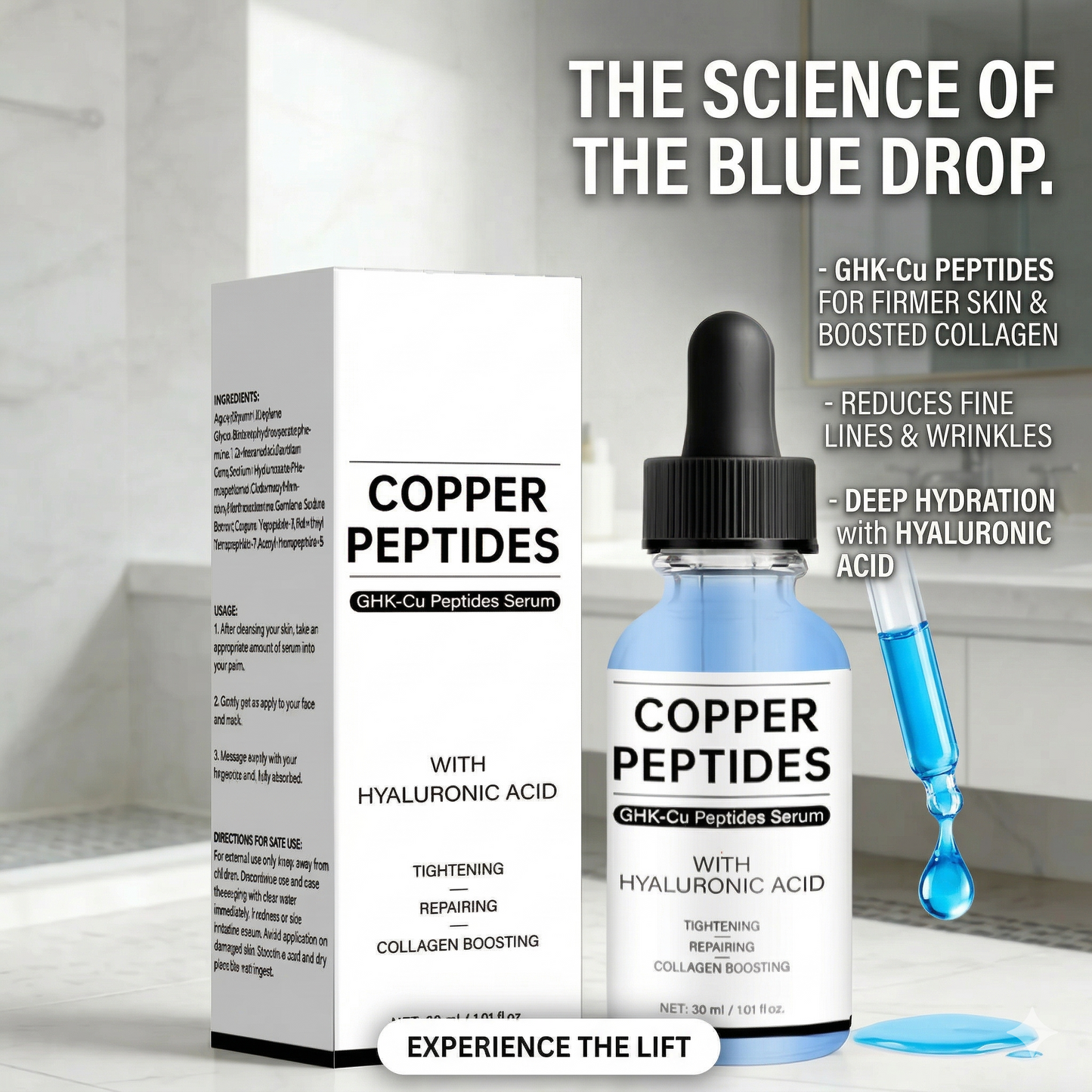 The Blue Secret to Ageless Skin: GHK-Cu Copper Peptides.