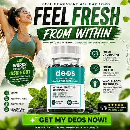 DEOS™ Suplemento Desodorante Interno | Siéntete fresco desde el interior