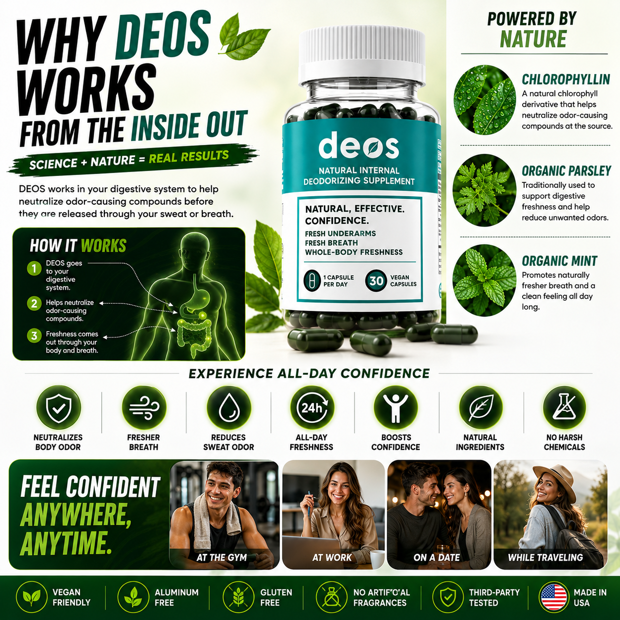 DEOS™ Suplemento Desodorante Interno | Siéntete fresco desde el interior