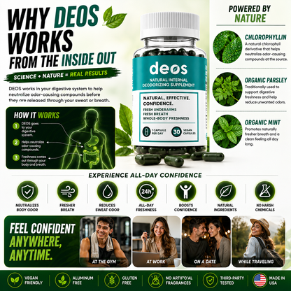 DEOS™ Suplemento Desodorante Interno | Siéntete fresco desde el interior