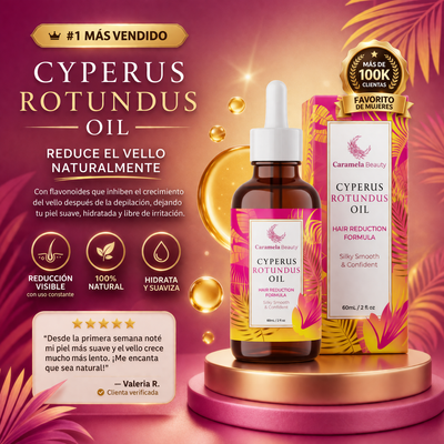 Caramela Beauty Cyperus Rotundus Oil: Less hair, more smoothness.