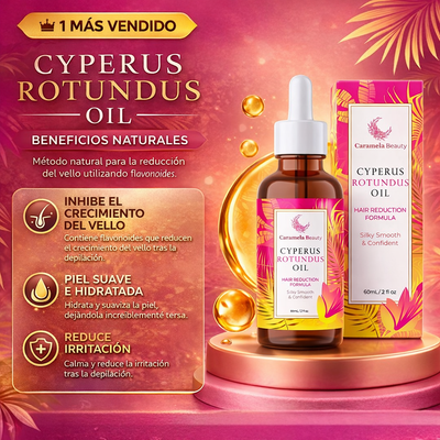 Caramela Beauty Cyperus Rotundus Oil: Less hair, more smoothness.